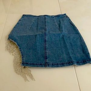 Hot Miami jean skirt with rhinestones size medium never worn